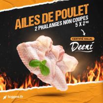 AILES DE POULET 2 PHALANGES NON COUPES FRAIS SOUS VIDE 4 X 2,5KG HALAL AVS