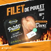FILET DE POULET FRAIS SOUS VIDE 4X2,5 KG HALAL DEENI-PLR