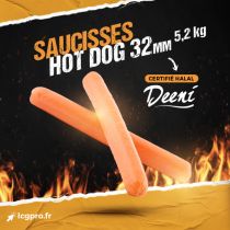 SAUCISSES HOT DOG 32MM XL SURGELE 5,2 KG HALAL